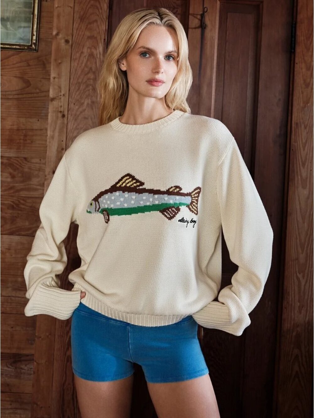 Dairy Boy The Fisherman's Daughter Sweater in Oyster, Size Small